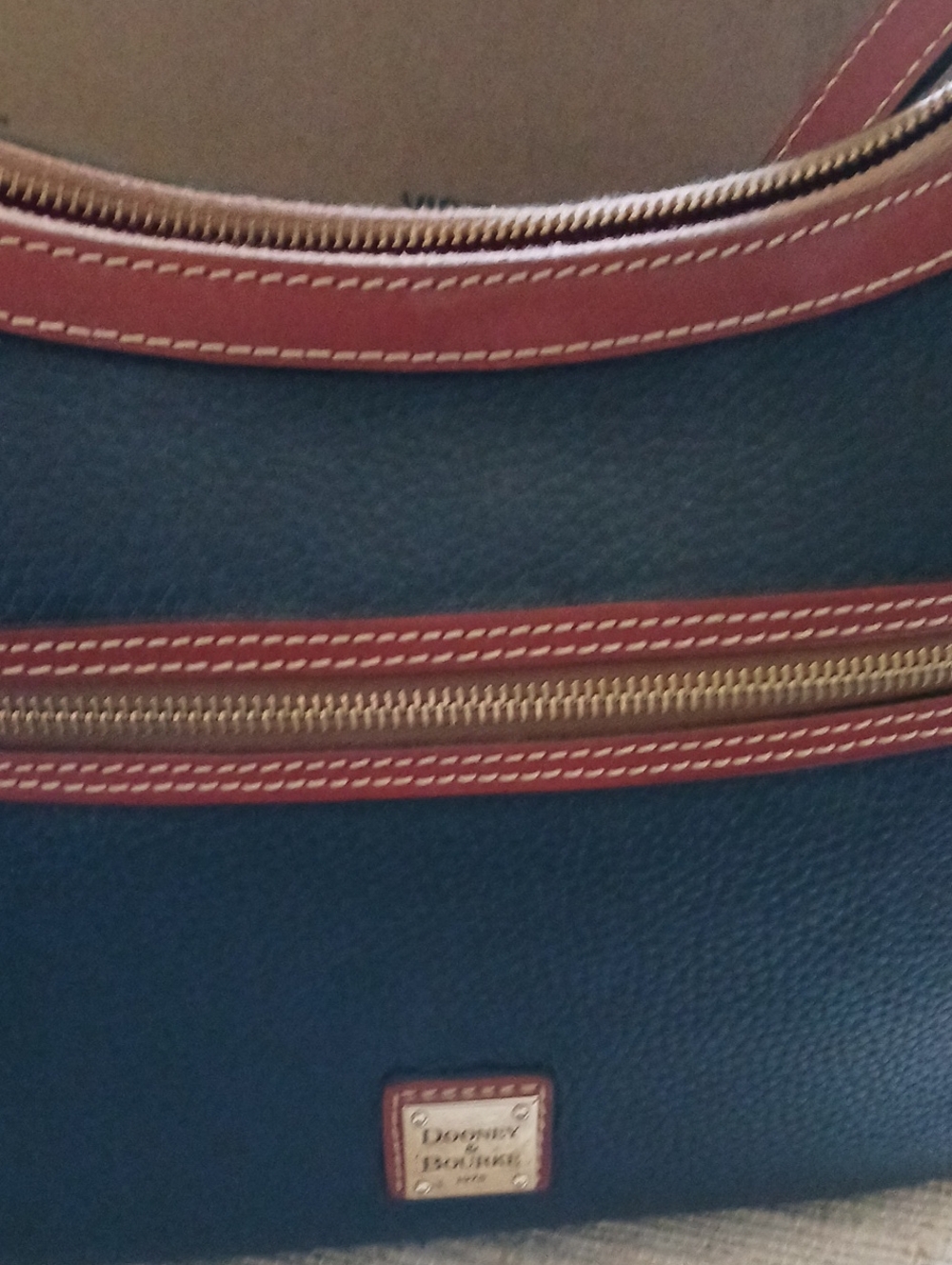 Dooney & Bourke Navy with Brown Trim Leather Laptop Bag